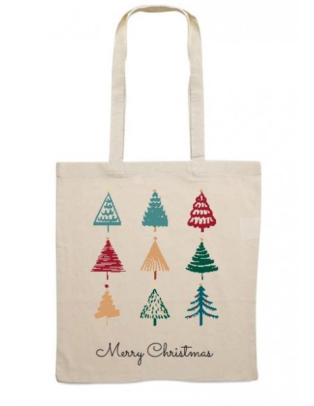 Bolsa tote bag Árboles colores Navidad
